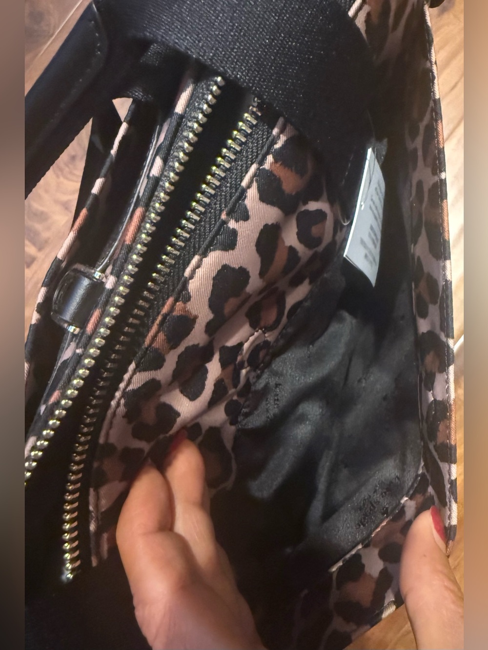 NWT- kate spade Chelsea Leopard Print Nylon Backpack Tote - Brown/Black - Picture 5 of 12